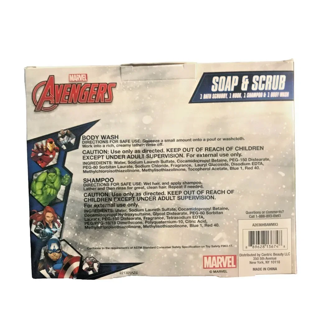 Marvel Avengers Black Panther Kids Soap & Scrub Shampoo/Body Wash/Bath Scrub Set